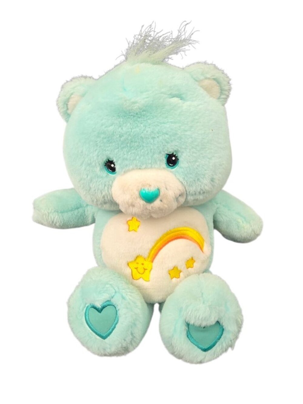 Care Bears 2003 Green Wish Bear 10" Stuffed Animal Plush Vintage Flawed